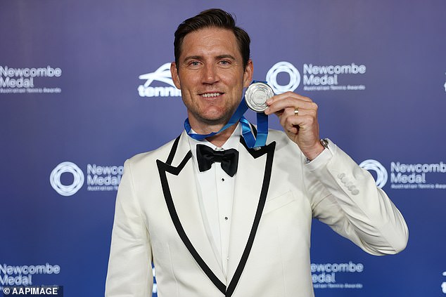 De Minaur was also awarded Australian tennis' highest accolade, winning the Newcombe Medal alongside Australian star Matt Ebden (pictured).