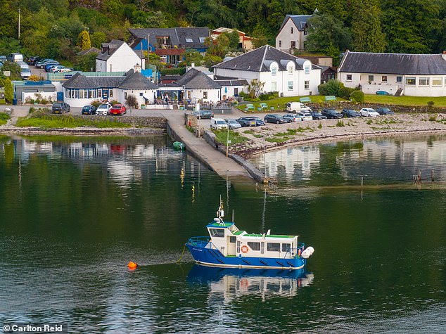 Pierhouse Pier serves as the departure point for the small passenger ferry (above) that operates the 10-minute dogleg crossing to and from Lismore Island.