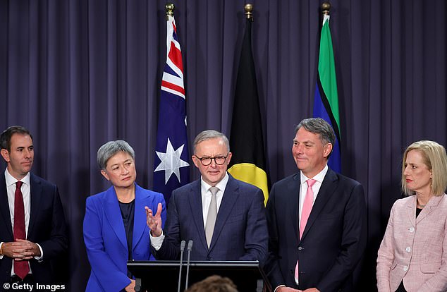 Since Anthony Albanese became Prime Minister, the Australian flag is seen alongside the Aboriginal and Torres Strait Islander flags at press conferences.