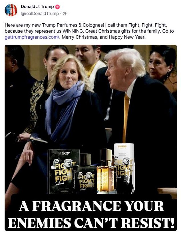 Donald Trump has made a suggestive statement about a virally intimate moment he shared with Jill Biden during a trip to Notre Dame with the above post on Truth Social