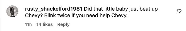 Fans joked about the origin of the black eye in the comments, with one person joking that his granddaughter Ivy had hit him.