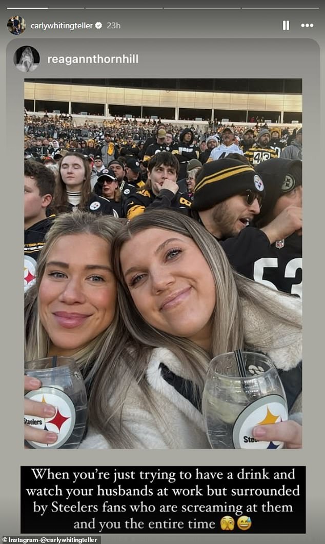 She shared an Instagram story explaining how Steelers fans were yelling at her and her friend