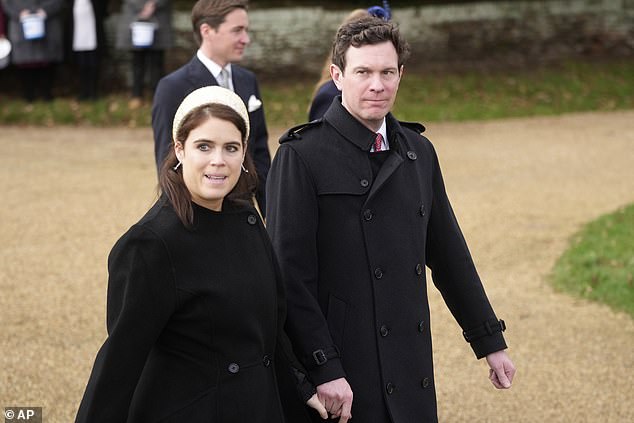 Princess Eugenie and her husband Jack Brooksbank leave after attending the Christmas Day service at St Mary Magdalene Church in Sandringham, Norfolk, in 2023.