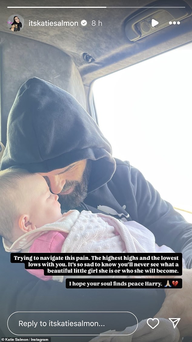 The former Love Island star posted a photo of Harry and her daughter, 2, along with an emotional message.