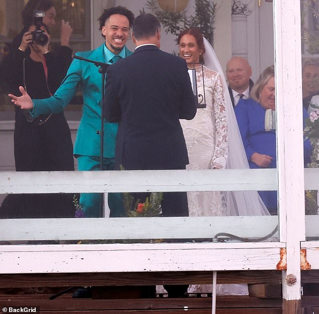 Basketball player Marley couldn't help but smile during the sweet outdoor ceremony.