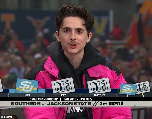 Timothée even appeared on ESPN's College GameDay, where he impressed hosts Kirk Herbstreit, Rece Davis, Pat McAfee and Desmond Howard with his expertise in the sport.