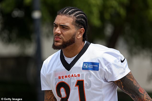 Thaddeus Moss, seen at Bengals training camp in 2021, denied his father had liver cancer