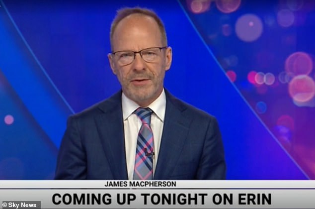 Sky News Australia presenter James Macpherson replaces Molan on his show, Erin, last Friday.