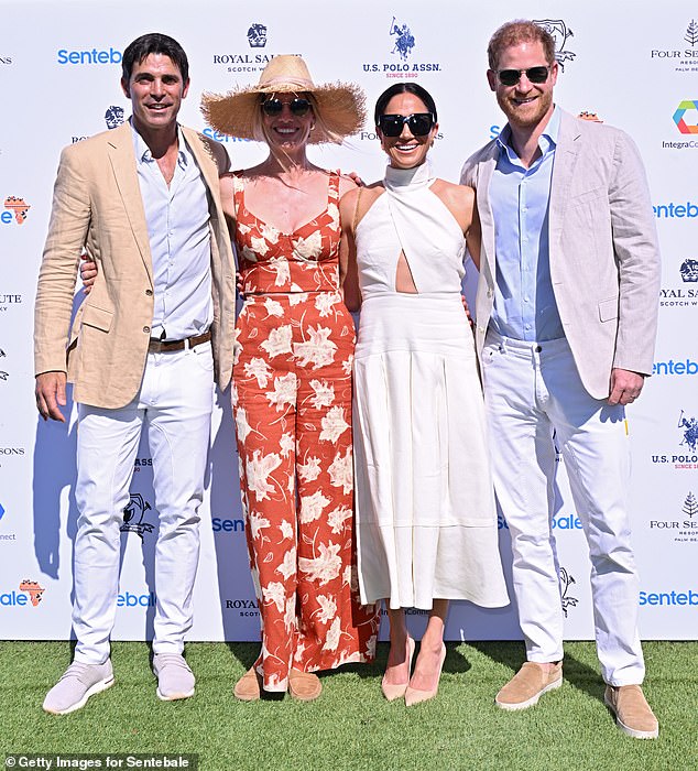 Nacho Figueras and Delfina Blaquier with Meghan and Harry at the Royal Salute Polo Challenge to benefit Sentebale in April