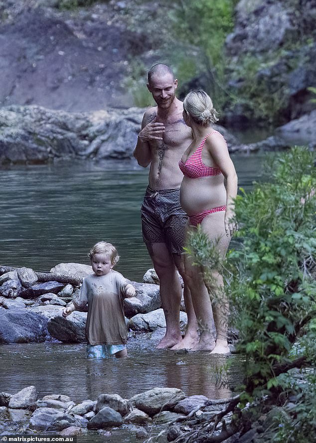 The 35-year-old was accompanied on the excursion by her partner Jordie Hansen and their one-year-old son Ted.