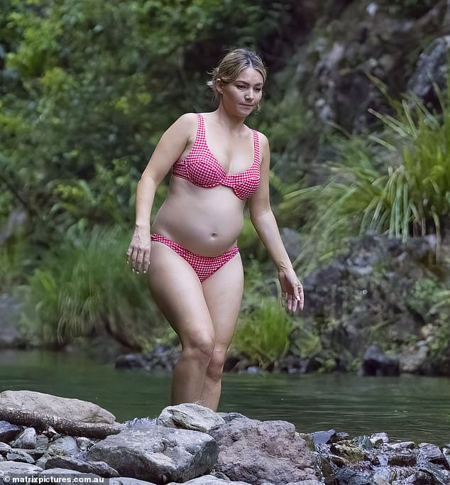 Sam looked sensational in the polka dot bikini.