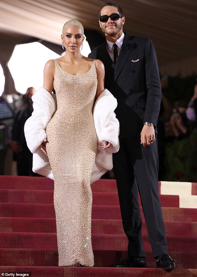 Before her romance with Odell, Kim was in a nine-month relationship with comedian Pete Davidson (pictured at the Met Gala in 2022).