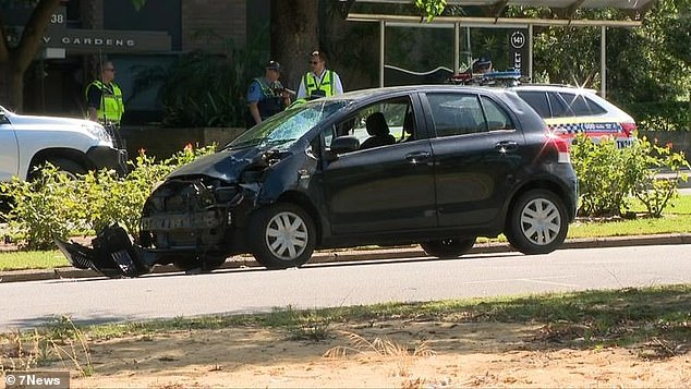 The university professor was hit by a Toyota Yaris (pictured) allegedly driven by a Brazilian citizen who is in Australia on a temporary visa