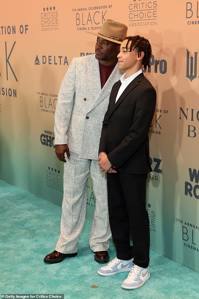 The 15-year-old joined his father Taye, 53, on the red carpet at the seventh annual Celebration of Black Film and Television in Los Angeles on Monday night.