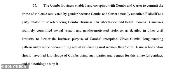 After throwing the girl against a wall and back onto the bed, she was allegedly raped first by Jay-Z and then by Combs while the female celebrity watched.