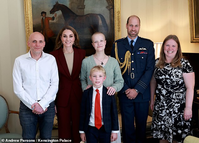 Like the prince and princess, audiences were deeply moved by Liz's strength, maturity and determination in facing her tragic and inevitable death. Liz and her family photographed with the prince and princess.