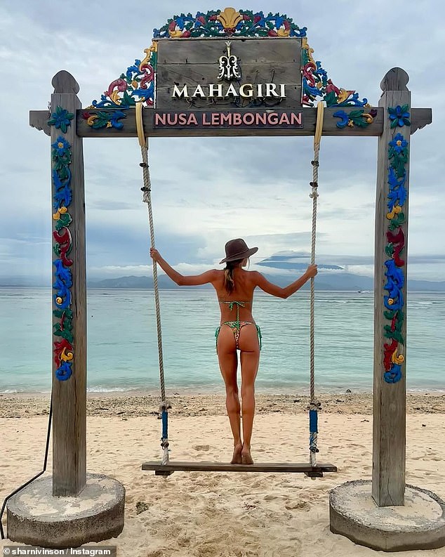 The 41-year-old star surprised her fans when she uploaded several photos of herself posing in a tiny bikini next to iconic landmarks on Nusa Lembongan, an island southeast of Bali.