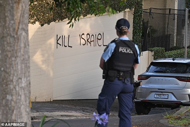 Minns was quick to describe it as 'anti-semetic' after police found graffiti reading 'kill Israel (sic)' next to a burning car in Woollahra, in Sydney's east, on Wednesday morning