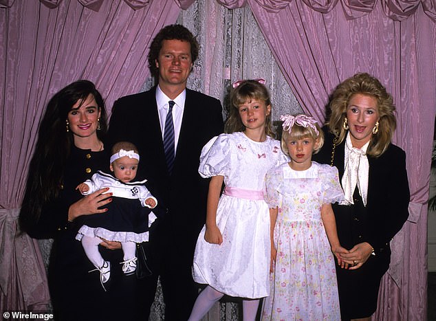 Rick and Kathy with their daughters Paris and Nicky, and Kathy's sister Kyle Richards and daughter Farrah in the late 1980s.