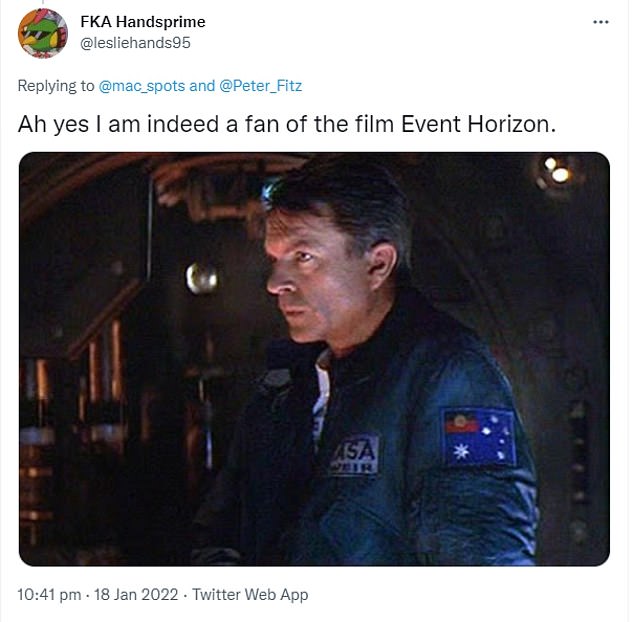 One movie fan pointed out that Sam Neill had worn the same design on his arm in the 1997 film Event Horizon.