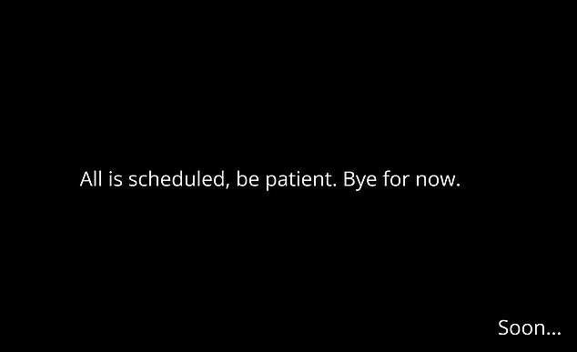 Once the clock reaches zero, the screen goes black and the word 'Coming soon...' appears at the bottom right and 'December 11' flashes on the screen, followed by 'Everything is planned, please be patient'. Goodbye for now