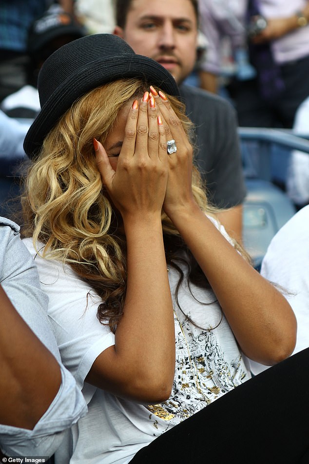 rarely wears her original ring due to security concerns due to fear of being robbed for it, and also because the stone is large and awkward in everyday situations, The Mirror previously reported; pictured at the 2011 US Open in Queens, NYC