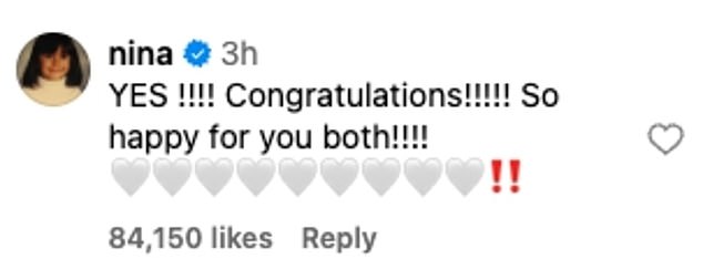 'YEAH !!!! Congratulations!!!!! So happy for you two!!!!' Actress Nina Dobrev shared