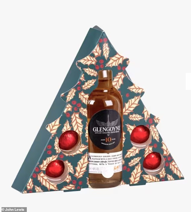 The hilarious tweet, which has now racked up over 1.6 million views on the social media app, has sparked amusement from men from all corners of the world who resonated with the jibe. Pictured: Whiskey included in John Lewis men's gift guide