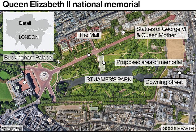 A graphic showing the location of the proposed monument area.