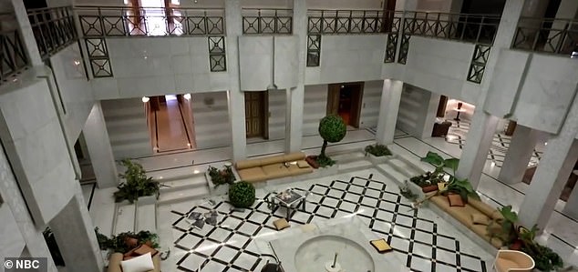 A huge atrium with marble floors and high-end furniture was abandoned after Assad's overthrow this week.