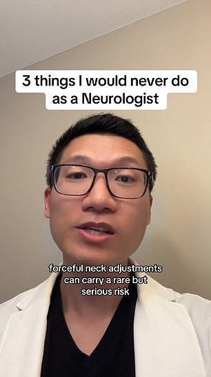 Dr. Bing said he would never do a neck adjustment as it could tear an artery in the brain and increase the risk of stroke.