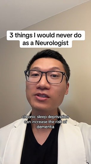 Dr. Bing also tries to sleep six hours a night, since lack of sleep can lead to dementia.