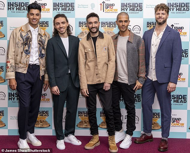 Siva Kaneswaran, Nathan Sykes, Tom, Max and Jay McGuiness from The Wanted photographed in 2021