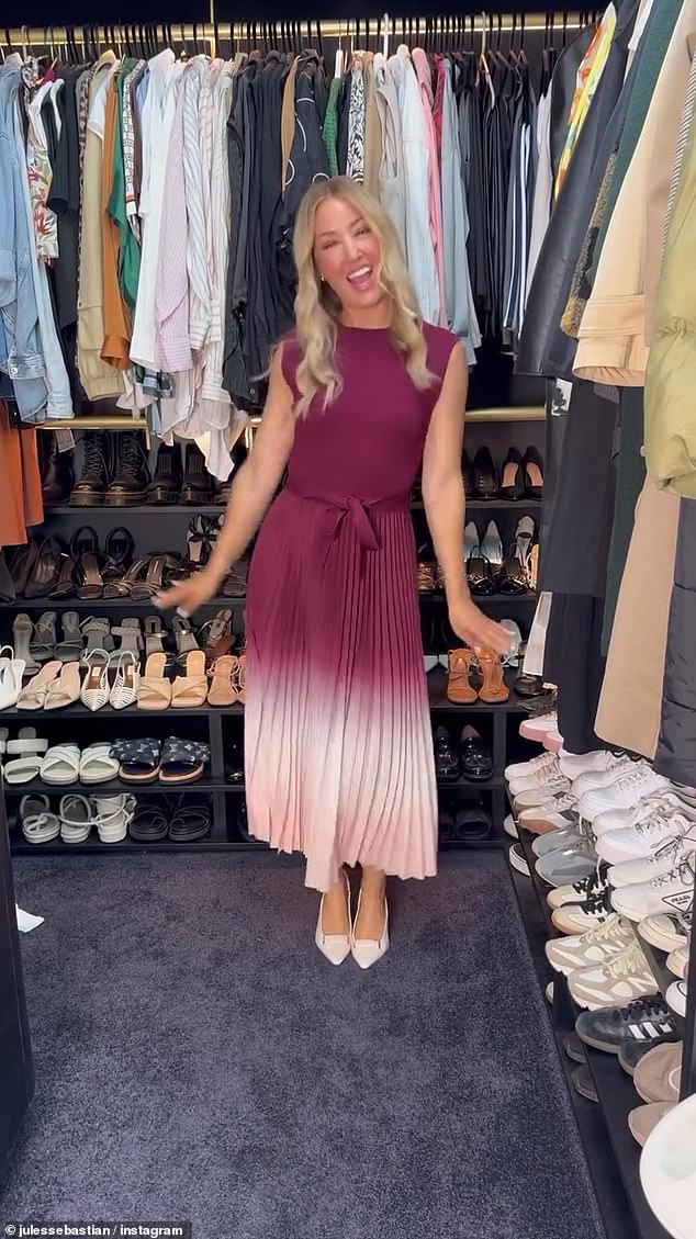 On Tuesday, she took to Instagram to share a video of herself looking glamorous in a two-tone midi dress with a pleated skirt from Forever News, which sells for an affordable $151.99.