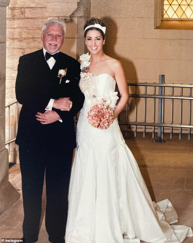 Jules has been putting on a brave face in recent days after suffering devastating family heartbreak when her father (pictured with her on their wedding day) died last month.