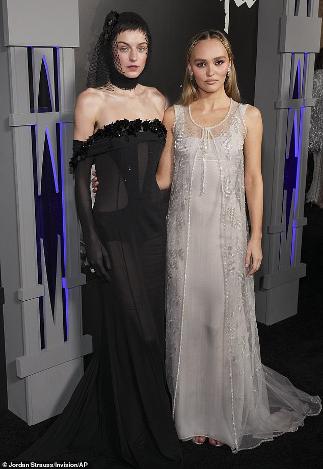 Corrin also posed with her on-screen sister-in-law Lily-Rose Depp, who plays hot-headed protagonist Ellen Hutter.