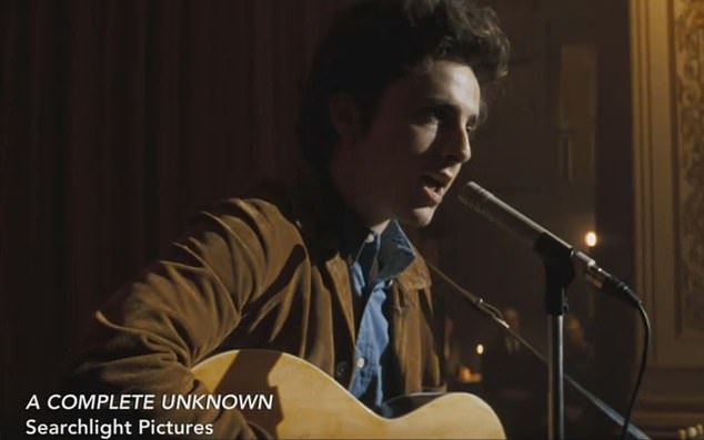 The film, based on Elijah Wald's 2015 book Dylan Goes Electric, features Chalamet, 28, singing and performing Dylan songs on guitar.