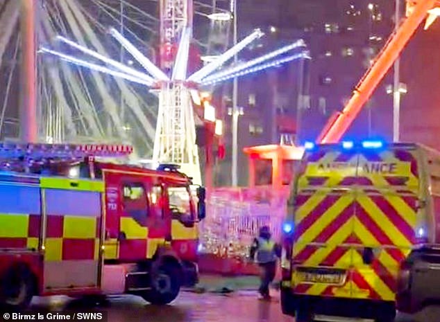 Emergency services are seen at the scene of the disaster in Birmingham.