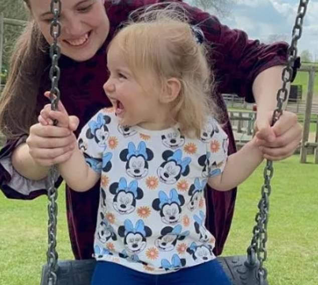 Isabella, pictured here on a swing with her mother Chelsea Gleason-Mitchell, was found dead in a homeless unit in Ipswich, Suffolk.