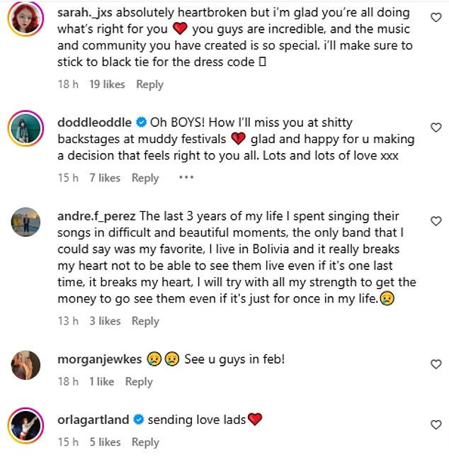 Fans were left heartbroken by the news and took to the comments to share their sadness.