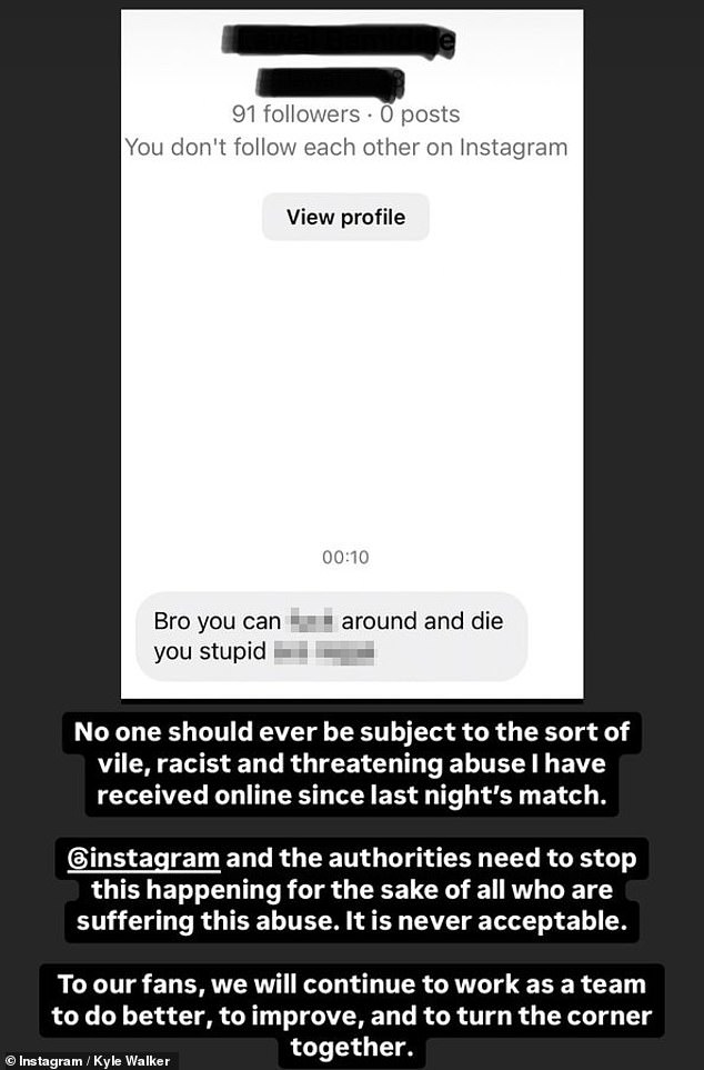 On Thursday afternoon, after a Champions League match against Juventus, Kyle took to Instagram to reveal the contents of a shocking message he received on the platform.