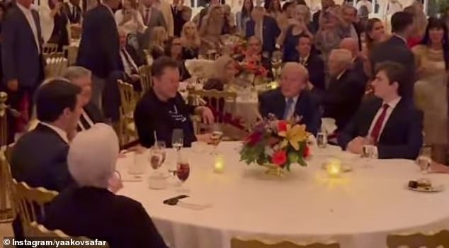 On Thanksgiving, Elon was seen next to Donald and Barron. 