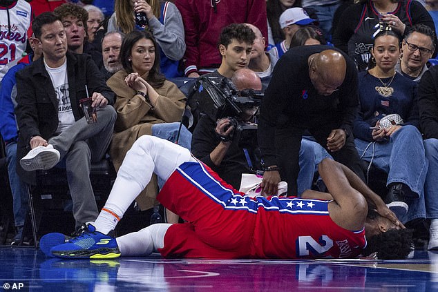 Embiid was left writhing in agony on the court and it was later revealed that he fractured his sinus.