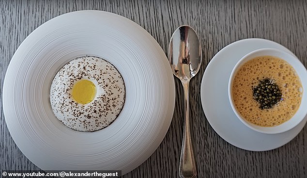 'Intense flavors': Lobster with a light vanilla foam, accompanied by a cup of crab soup and caviar