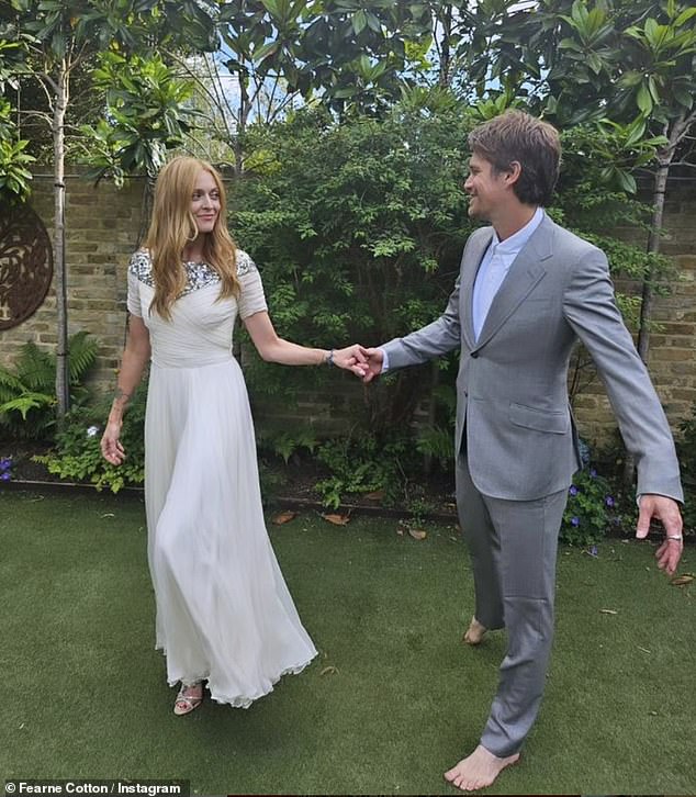 In July, Fearne celebrated her 10th wedding anniversary on Instagram by wearing her wedding dress again.