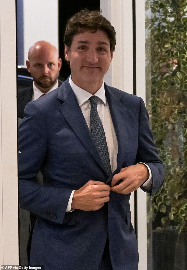 Trudeau, seen leaving his meeting with Trump at Mar-a-Lago on November 29, was jokingly branded by Trump as 