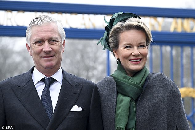 King Philippe and Queen Mathilde of Belgium pictured as they attend the ceremony today in Luxembourg.