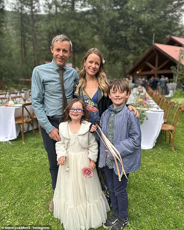 Pictured: Tommy Caldwell with his wife Rebecca Pietsch and their son and daughter