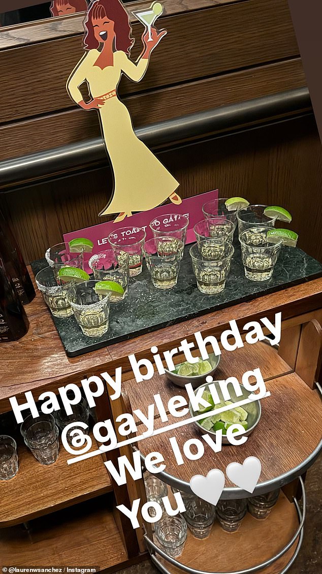 Sánchez shared a post of a bar cart filled with tequila shots, dressed with lime for the taking