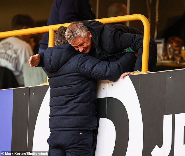 Ipswich manager McKenna and former Man United boss Solskjaer hugged before kick-off.